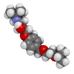 Bisoprolol beta blocker drug, chemical structure.