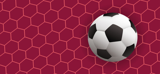 Qatar, ball in goal. Soccer, football cup 2022 game. Vector background banner. wk, ek play model. Sport finale or school, sports game cup. Street ball games