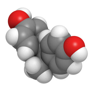 Bisphenol A (BPA) Plastic Pollutant Molecule. Chemical Often Present In Polycarbonate Plastics, Has Estrogen Disrupting Effects.