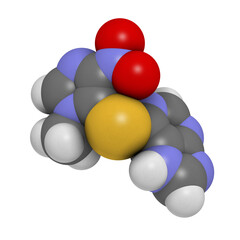 Azathioprine immunosuppressive drug, chemical structure.