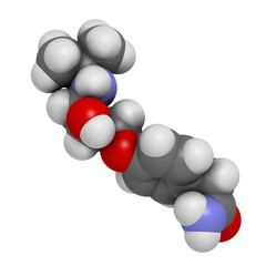 Atenolol hypertension or high blood pressure drug (beta blocker), chemical structure.