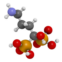 Alendronic acid (alendronate, bisphosphonate class) osteoporosis drug, chemical structure.