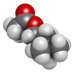 Acetylchloline (ACh) neurotransmitter molecule. 3D rendering.