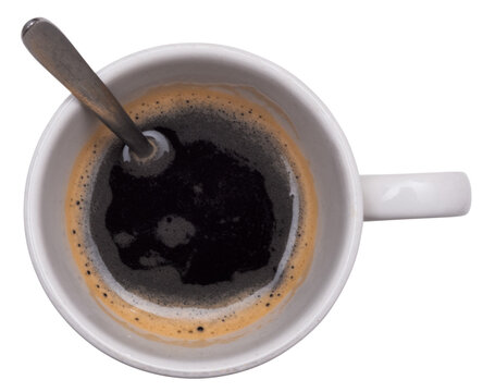 Cup of coffee topview isolated