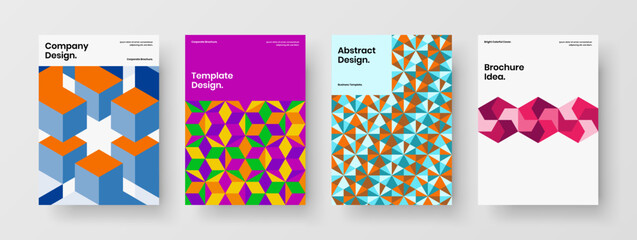 Premium presentation A4 vector design concept collection. Modern geometric pattern poster layout bundle.