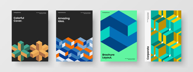 Obraz premium Original presentation design vector concept set. Abstract mosaic tiles handbill illustration composition.