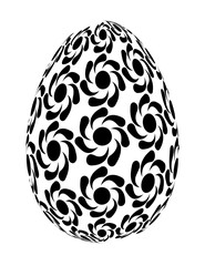 Egg decoration in black color. PNG with transparent background. 