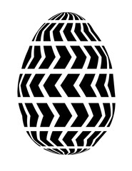 Egg decoration in black color. PNG with transparent background. 