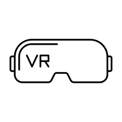VR glasses icon. Black linear VR glasses icon. Vector illustration. Game glasses symbol