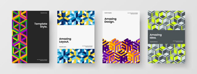 Colorful banner design vector concept collection. Trendy geometric shapes pamphlet template bundle.