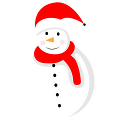 snowman with santa hat on transparent background