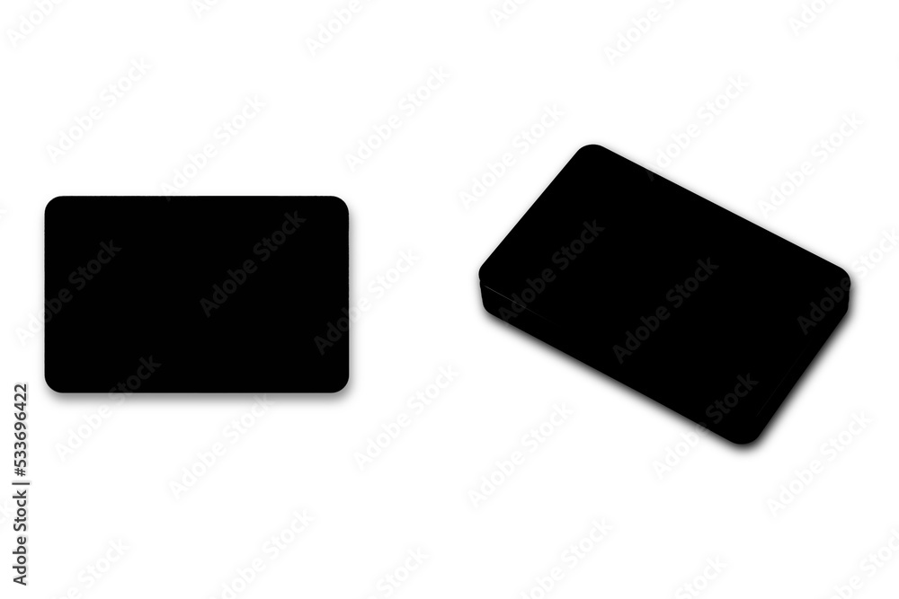 Poster black business card with round corners mockup isolated on white background.3d rendering.