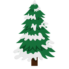 Christmas trees cartoon on tranparent background. New Years and xmas traditional symbol tree with garlands, light bulb, star. Winter holiday.