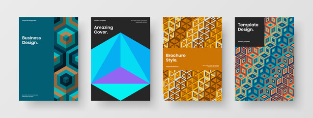 Fresh geometric tiles banner layout bundle. Premium company cover vector design concept collection.