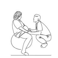 wife and husband give birth to a child