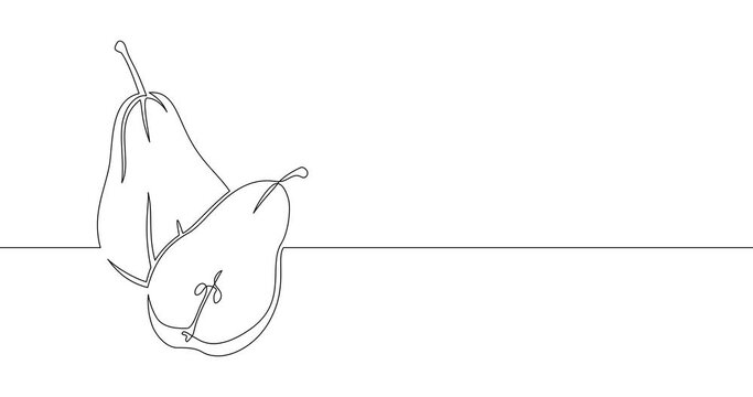 Animation of an image drawn with a continuous line. Pears.