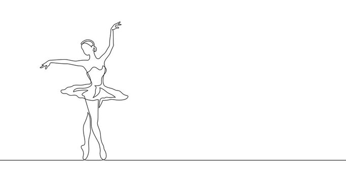 Animation of an image drawn with a continuous line. Dancing ballerina.