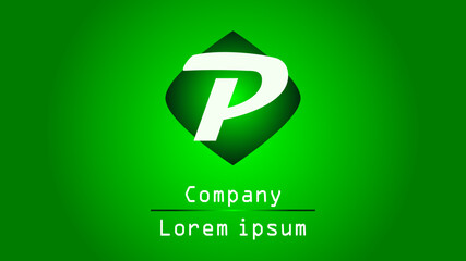 Logo - P - with green background, modern logo concept for company, brand, product, etc