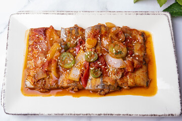 Braised Cutlassfish, one of the types of Korean food