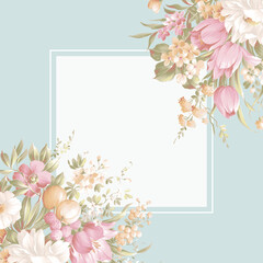 Greeting card with flowers, can be used as invitation card for wedding, birthday and other holiday and summer background
