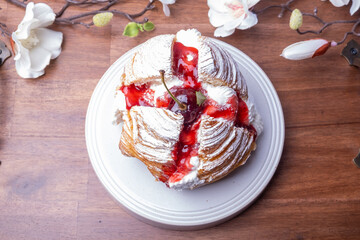 Korean style fruit fresh cream bread