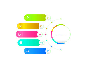 Five steps colorful object for infographics element.