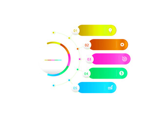 Five steps colorful object for infographics element.