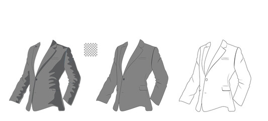 Men's suit illustration transparent background solid color shirt gray simple