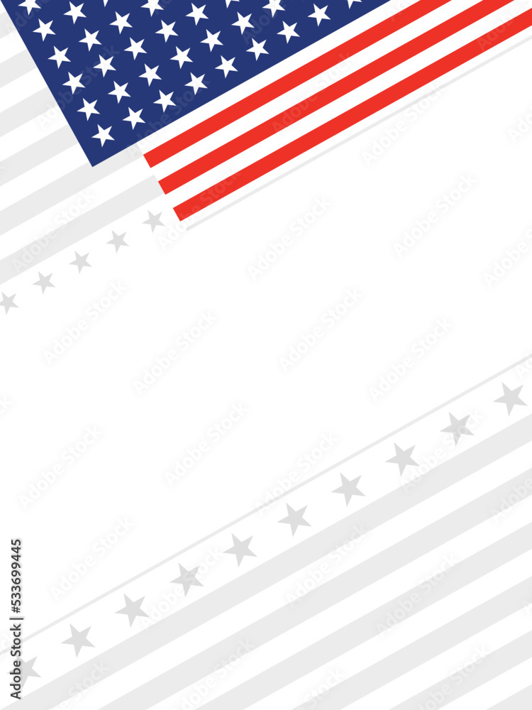Wall mural abstract american flag symbols corner frame border with copy space for text.
