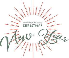 Merry Christmas Happy New Year greeting card typography flyer template banner design.
