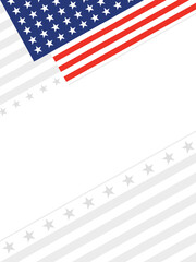 Abstract American flag symbols corner frame border with copy space for text.	