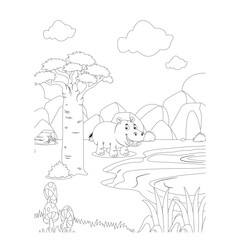 funny animal coloring page for kids