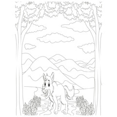 Naklejka premium funny animal coloring page for kids