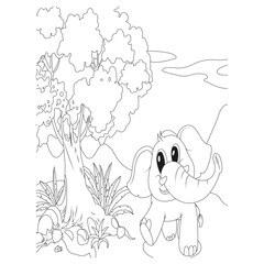 funny animal coloring page for kids