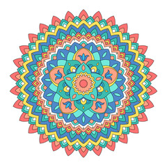 Zentangle inspired zen doodle illustration with tribal boho chic ornaments. Mandala background. Oriental ornamental illustration.