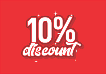 Red color of 10 percent discount sign design