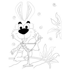 funny animal cocktail coloring page for kids