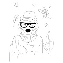 funny animal cocktail coloring page for kids