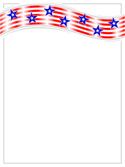American flag symbols  frame border wave pattern with stars and empty space for your text.	
