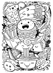 fast food doodle vector illustration