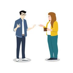 Obraz premium Angry young couple fighting and shouting at each other, people arguing and yelling. People conversation. Flat vector illustration isolated on white background