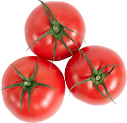 Top view of three fresh tomatoes