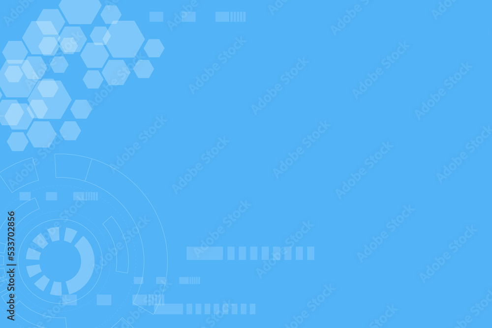 Poster blue template for future investment. technology background with circle and hexagon element.