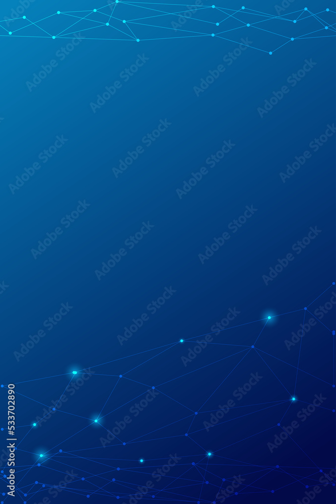 Poster blue vertical template of poster with network connection style.