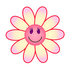Smiling flowers with vibrant gradient colors. PNG with transparent background.