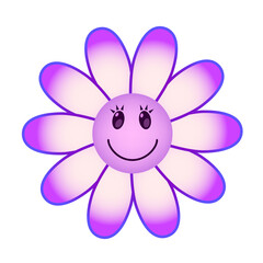 Smiling flowers with vibrant gradient colors. PNG with transparent background.