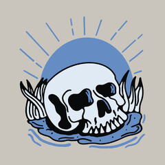 Skull Summer graphic illustration vector art t-shirt design