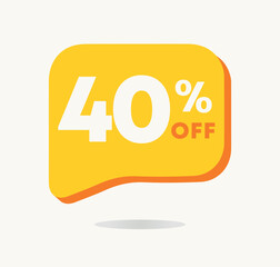 40% off. Vector illustration of Special Offer sticker for sales.