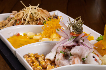 Typical peruvian food, cold entries, marine combo