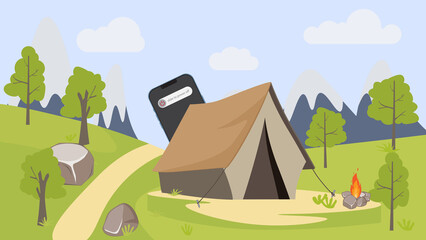 landscape with trees and mountains for tree camping activity away from the socail turn off  mobile phone and take a rest and enjoy. 01